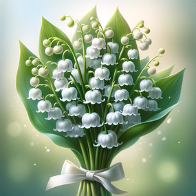 一束白色铃兰花束卡通插画图片